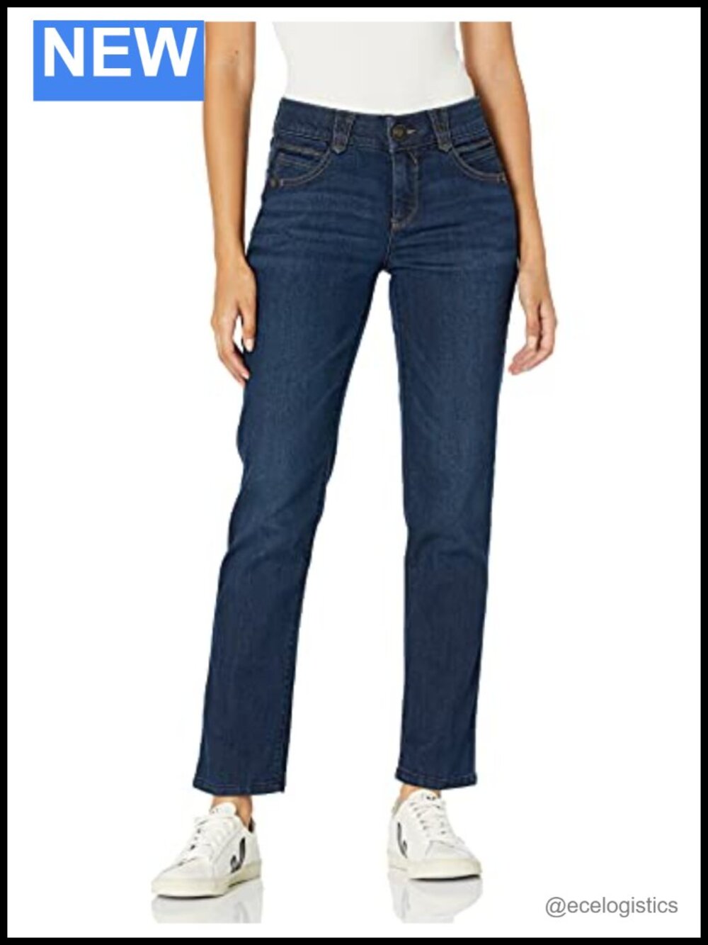 Petite Straight Leg Jeans with Ab Solution - Stretch Denim